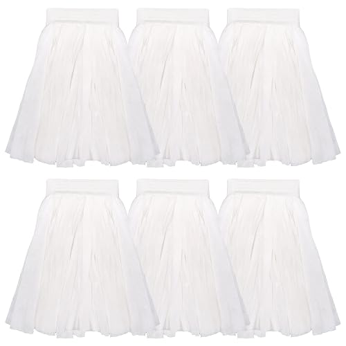 KLEEN HANDLER Disposable Industrial Mop Head Replacement, White, 6 Pack | Non-Woven Cut End Floor Cleaning Wet Mop Head Refill With Universal Fit for Wet Mopping and Commercial Floor Cleaning