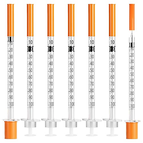 U-100 1ml Syringe 32G 5/16 Inch(8mm) , Syringes for Lab Supplies Dispensing Supplies, Individually Wrapped, Pack of 100