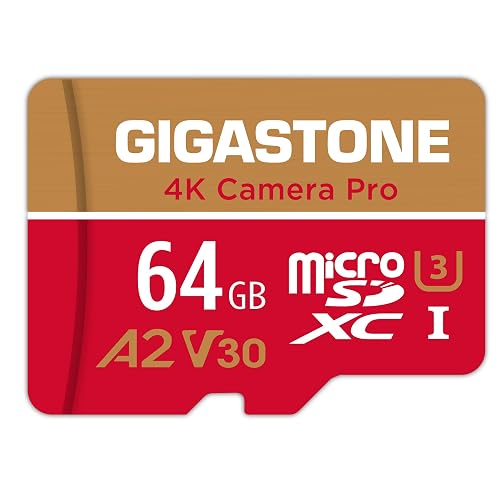 【5-Years Data Recovery】 GIGASTONE 64GB Micro SD Card, 4K Camera Pro, UHD Video for GoPro, Action Camera, Wyze, DJI, Drone, Nintendo-Switch, R/W up to 95/35MB/s MicroSDXC Memory Card UHS-I U3 A2 V30