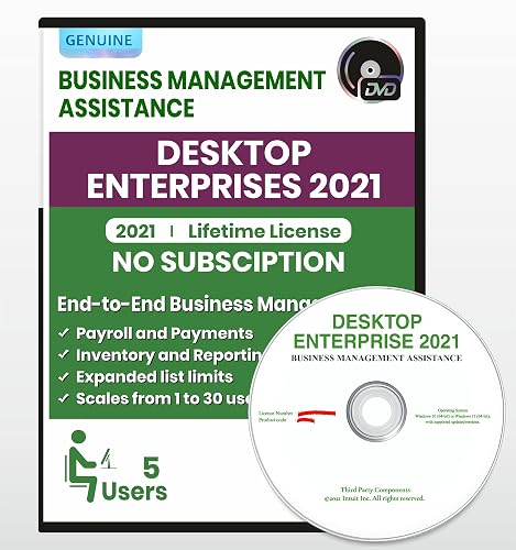 Quick -B ooks - Desktop Enterprise 2021 | DVD | 5 Users | Lifetime Version | No Subscription | Only for PC not for Mac