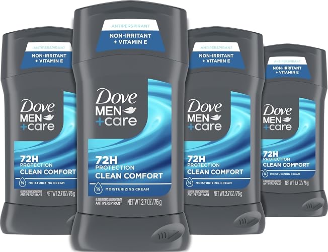Dove Men Antiperspirant Stick Clean Comfort Sweat & 4 Count 2.7 oz | 72-Hour Sweat & Odor Protection for Men With 1/4 Moisturizing Cream