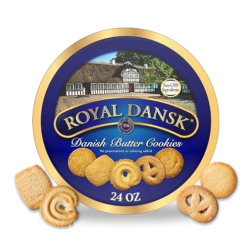 Royal Dansk Danish Butter Cookies, Premium Assorted Cookies Made with Real Butter, Great for Sharing and Hosting, 24 oz