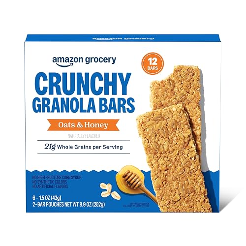 Amazon Grocery, Crunchy Granola Bars Oats & Honey, 8.9 Oz, 12 Ct