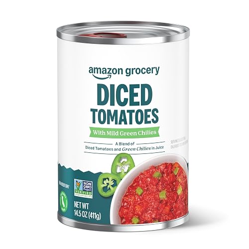 Amazon Grocery, Diced Tomatoes with Mild Green Chilies, 14.5 Oz