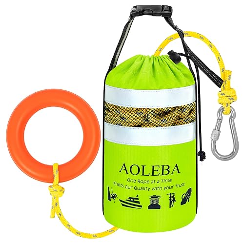 AOLEBA Water Rescue Throw Bag, Throwable Device with 8MM Reflective Throw Line,Tensile Strength Up to 1900Lbs Boating Equipment, Emergency Water Bag Safety Equipment for Kayaking Rafting