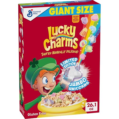 Lucky Charms Gluten Free Cereal with Marshmallows, Giant Size, 26.1 oz | Classic Marshmallow Shapes, Giant Size, 19g Whole Grain, Good Source of Calcium, 12 Vitamins & Minerals