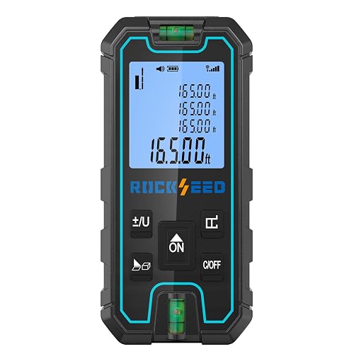 Laser Measuring Tool 165 Feet, RockSeed Portable Laser Measure, Digital Distance Measurement with 2 Bubble Levels, Laser Tape Measure with 5 Units Conversion