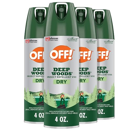 OFF! Deep Woods Insect Repellent Aerosol, Dry, Non-Greasy Formula, Bug Spray with Long Lasting Protection from Mosquitoes and Ticks, 4 Oz, (Pack of 4) | Aerosol Spray, 25% DEET Formula, Non-Greasy, Long Lasting Protection from Mosquitoes, Ticks, Biting Flies, Gnats, Chiggers