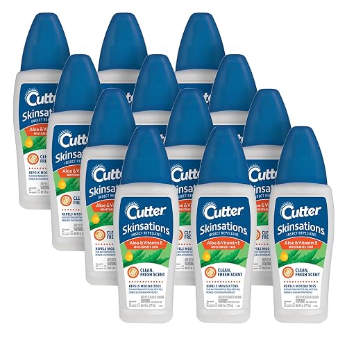 Cutter Skinsations Insect Repellent 6 Ounces, Pump Spray, Clean Fresh Scent, 12 Pack | Repels Mosquitoes, Ticks, Gnats, Biting Flies, Chiggers & Fleas, 7% DEET, Contains Aloe & Vitamin E, Clean Fresh Scent
