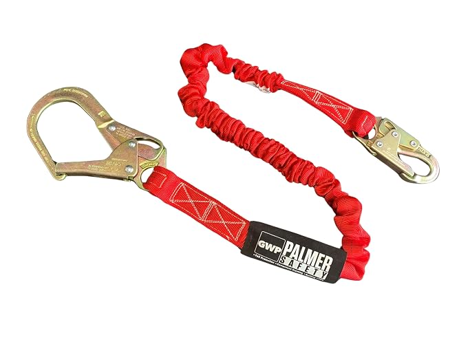 Palmer Safety L122133 6 FT Single Leg Safety Lanyard Internal Shock Absorber w/Pelican Rebar & Snap Hook I OSHA/ANSI Compliant Restraint Lanyards