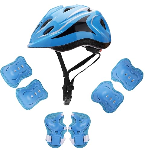 HENXING Kids Helmet Knee Elbow Pads Wrist Guard Sport Protective Gear Adjustable Scooter Skateboard Roller Bike Skate Cycling Safety Set for Boy Girl