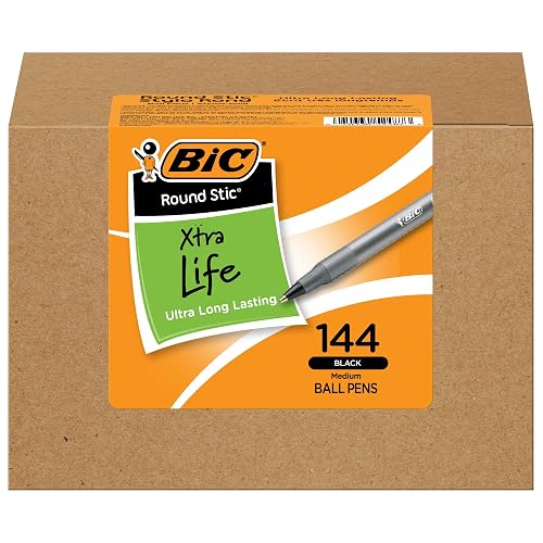 BIC PENS large bulk pack (144 Count) | holiday Stocking Stuffers, Smooth Consistent Ink, Comfortable Round Barrel, Office and Writing Supplies
