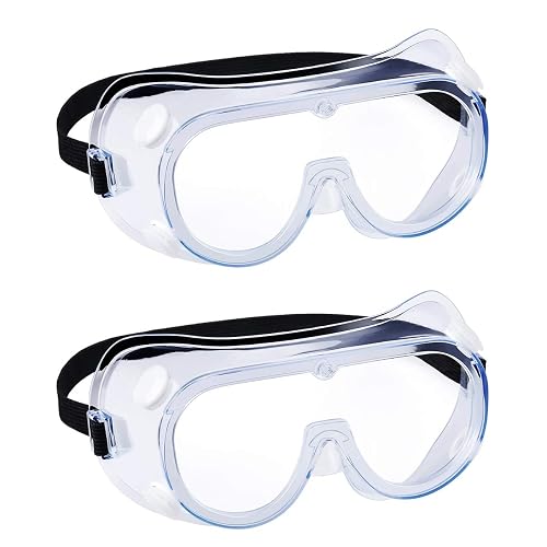 YunTuo Safety Goggles Over Glasses, Anti Fog Protective Eyewear for Lab | Roomy frame fits most prescription glasses, adjustable strap, lightweight comfort for construction, lab, woodworking and DIY