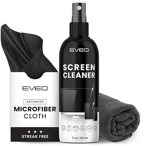 Screen Cleaner Spray and Wipe - TV screen cleaner spray and 2 Microfiber cloths, Computer Screen Cleaner, TV screen cleaner for Smart TV & Monitor, Laptop, MacBook, iPad and Electronic Devices - (2oz)
