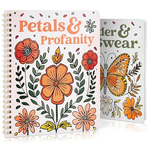 Beautiful Coloring Book Set of 2 for Adult Relaxation with Floral Designs | Funny Coloring Books with a Lot of Laughs - The Perfect Stress Relieving Gift for Women and Friends