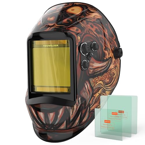 YESWELDER Auto Darkening Welding Helmet, Large View, LYG-M800H-FD | 1/1/1/1 True Color, 4 arc sensors, 1/30000s response, shade 3/5-9/9-13 for WELD/CUT/GRIND, blue light blocking lens