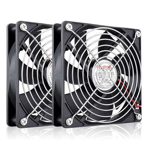 Wathai 120mm x 25mm 12V Computer Case Cooling Fan 12 Volt 2Pin DC Fan 2Pack | High Speed 2000RPM 5 inch 12v Computer Fan for Ice Maker Battery Supply Wine Fridge Replacement AMP Cooling