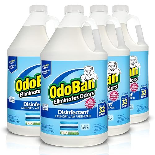 OdoBan Disinfectant Concentrate and Odor Eliminator, Made in the USA, Fresh Linen Scent, 4 Gallons