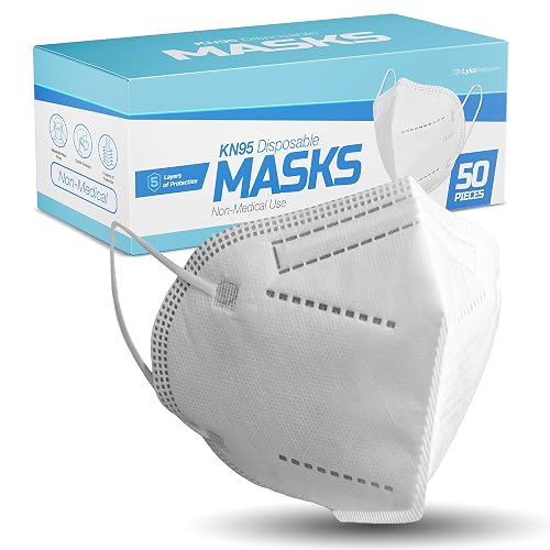 Lyka Distribution KN95 Face Masks - 50 Pack - 5 Layer Protection Breathable KN95 Face Mask with Comfortable Elastic Ear Loop