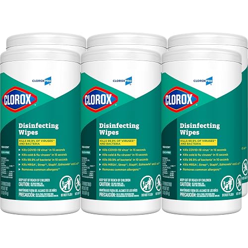 CloroxPro Disinfecting Wipes, Fresh Scent, 75 Count, 6 Pack | Cleaning Wipes for Home, Cleans 99.9 Percent of Viruses and Bacteria, Household Essential