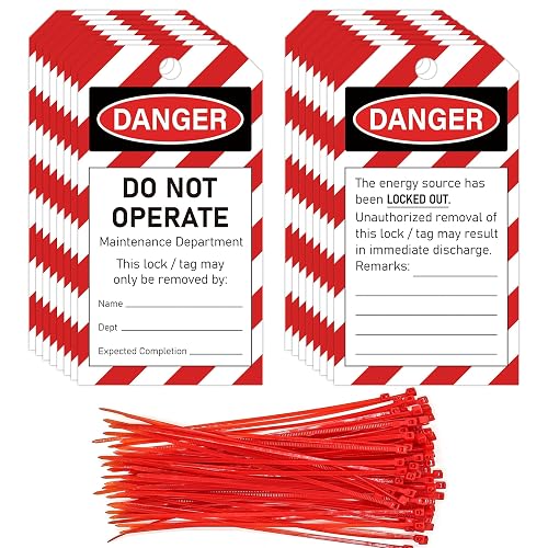 YHNTGB 50PCS Lockout Tagout Tags Do not Operate Equipment with 50 Zip Ties | OSHA Compliant Labels,Out of Service Machine Maintenance