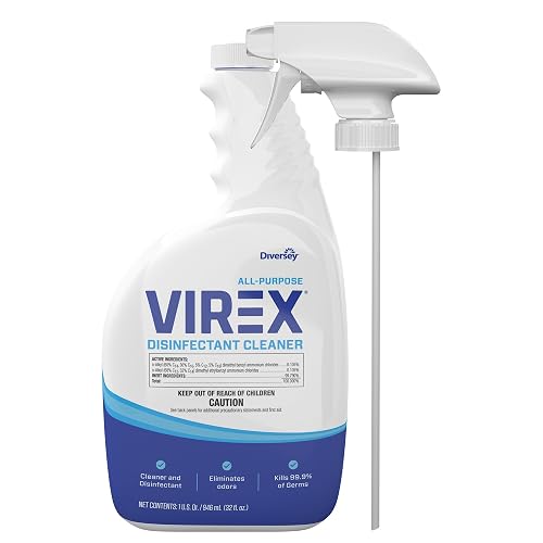 VIREX Diversey All Purpose Disinfectant Cleaner, Spray, 32 oz | Multi Surface Use, Odor Control, Ready To Use, Lemon Scent, One Step Daily Cleaning