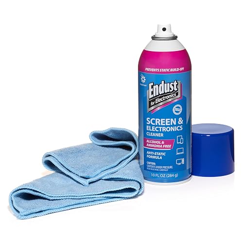 Endust for Electronics; Anti-Static Screen & Electronics Multi-Surface Foaming Cleaning Spray with Extra Large Microfiber Towel; 10 oz. Aerosol + 16"x16" Towel (096010PT)