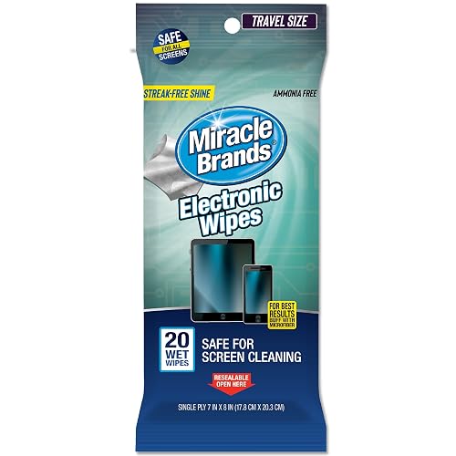 MiracleWipes for Electronics Cleaning - Screen Wipes Designed for TV, Phones, Monitors and More - 20 Count