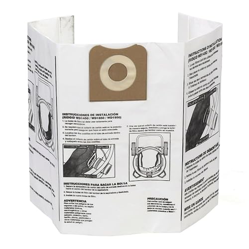 RIDGID - 23743 High Efficiency, Dry Pickup Dust Bags for 12 - 16 Gallon Wet / Dry Vacuums (2 Pack)