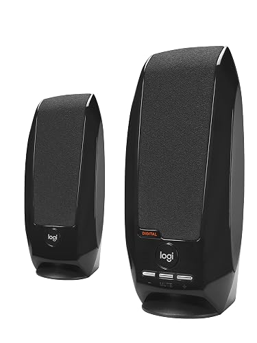 Logitech S150 USB Speakers with Digital Sound | Built-in volume and mute controls, 1.2W RMS power, plastic body, ideal for PC