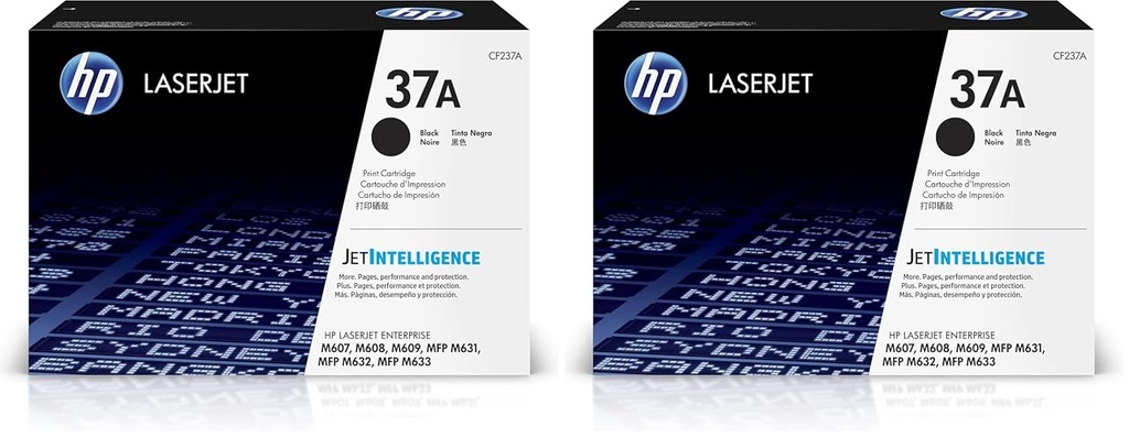 HP 37A Black Toner Cartridge | Works LaserJet Enterprise M607,M608,M609 Series,LaserJet Enterprise MFP M631,M632,M633 Series | CF237A,(Pack of 2)