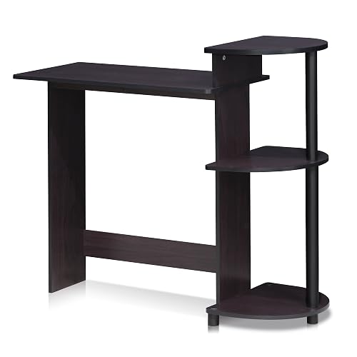 Furinno COMPACT Desk, 28.5" Wide Gaming Desk with Shelves, Computer Desk with Book Shelf, Office Desk for Home Office, Study Room, Dorm, Bedroom, Dark Walnut