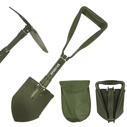 Mini Folding Camping Shovel, Lightweight Portable Small Tactical Survival Shovel, High Carbon Steel Military Shovel Entrenching Tool for Outdoor, Hiking, Digging, Backpacking, Car Emergency, Off Road
