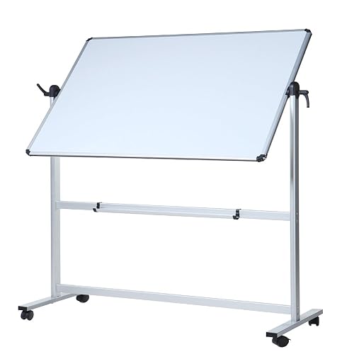 VIZ-PRO Double-Sided Magnetic Mobile Whiteboard, 96" x 48" | 8' x 4' Rolling Dry Erase Board Easel Stand on Wheels with Aluminium Frame for School Office Home