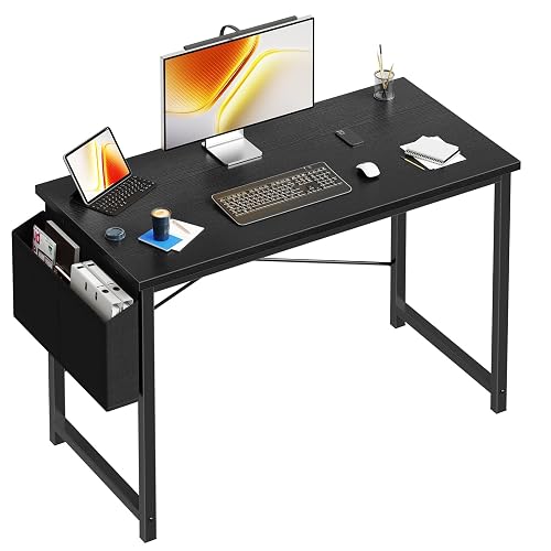 DUMOS 47" Computer Desk Home Office Desk, Gaming Desks, Black | Work Table, Writing Study Workstation, Reinforcement Structure, Simple Modern, Bedroom