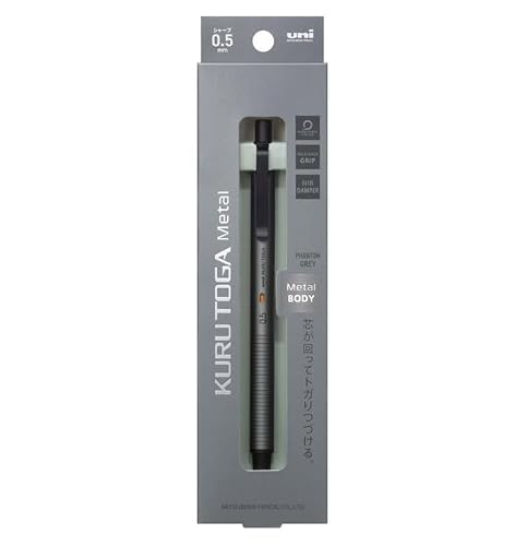 KURUTOGA Mitsubishi Pencil Mechanical Pencil Metal 0.5mm Phantom Gray M5KH1P.23 With Original Stylus Ballpoint Touch Pen