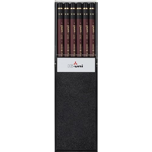 uni Wooden Pencil, H, Box of 12 (HUH),Brown