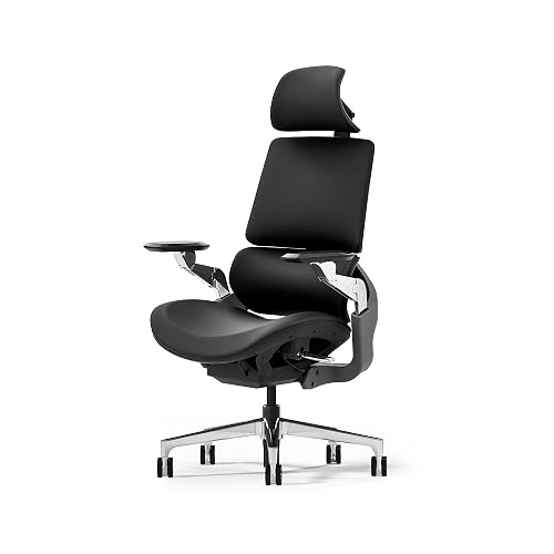 TOMU Ergonomic Executive Office Chair Leather, Cool and Luxury | Genuine Leather,High-Back,5D Armrest, 3D Headrest, Lumbar Support,Rolling Casters, Aluminium Base,for Gaming, Home and Office