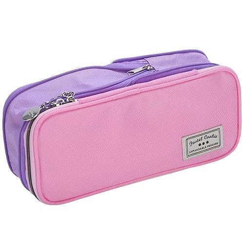 KOKUYO Expandable Pencil Holder, Zipper Stationery Organizer, Purple x Pink | Telescoping Stationery Case for Large Capacity, Zippered Pencil Bag Pen Pouch Travel Cosmetics Storage, Dual Color Design