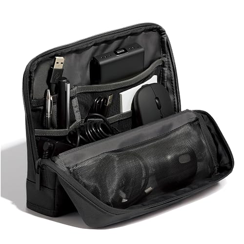 KOKUYO Pencil Case Pouch, Haco-Biz Standing Pen Pouch Bag, Foldable Stand up Pencil Holder Organizer, Large Capacity Portable Pencil Box for Office Supplies, Black