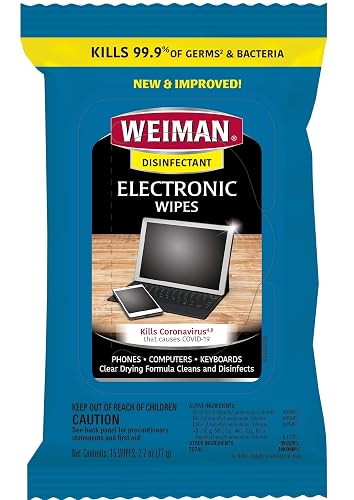 Weiman Disinfecting Electronic Wipes - Safely Clean Your Screen, Laptop, Computer, TV, Equipment-Electronic Cleaner Wipes