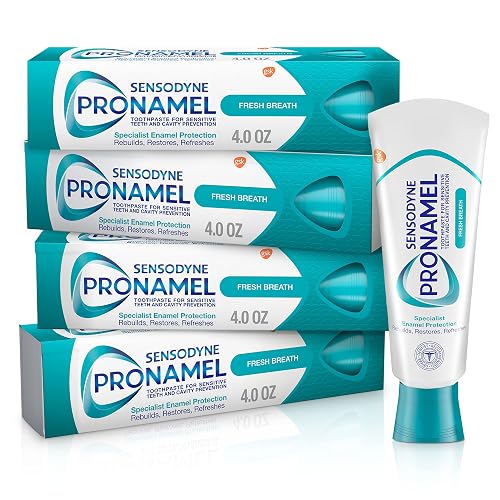 Sensodyne Pronamel Fresh Breath Enamel Toothpaste, 4 oz (4 Pack) | For Sensitive Teeth and Cavity Protection, Fresh Wave, Helps Relieve The Pain Of Sensitive Teeth, SLS Free