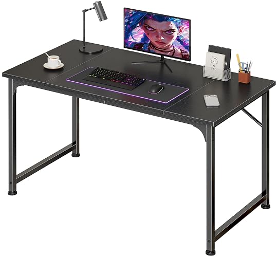 PRAISUN 40 Inch Computer Desk, Office Desk, Spacious Desktop, Black | Modern Gaming Desk for Bedroom, Study, Work, Gaming & Writing, Large Legroom, Sturdy Metal Frame, Small Spaces