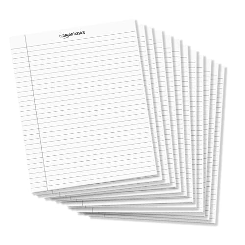 Amazon Basics Legal/Wide Ruled 8-1/2 by 11-3/4 Legal Pad, White, 600 Count (12 Pack of 50 Sheets)