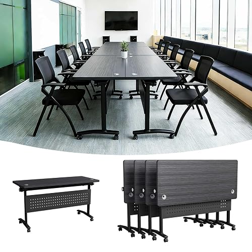 Modular Conference Table,Folding Training Table with Modesty Panel,6ft | Sectional Meeting Tables for 2-60,Schools,Libraries,Technology Companies,Startups,Hotels,Training Center,Flip Top & Wheels