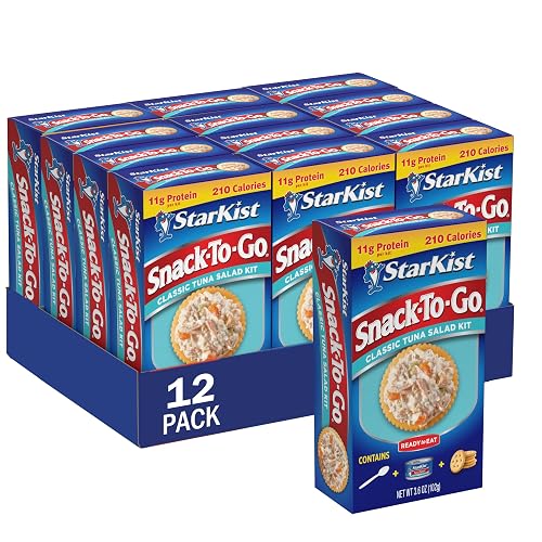 StarKist Snack-To-Go Classic Tuna Salad, 3.6oz Kit, 12-Pack | 11g Protein Per Kit, Portable Ready to Eat Snack, School and Office, Includes Crackers and Spoon