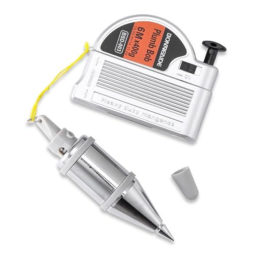BONNEAIDE Retractable Plumb Bob Tool for Construction Industry Assignments, 14 oz(400g) Magnetic Plumb Bobs with 19 ft, Can Automatically Stretch the Line & Quickly Stabilize