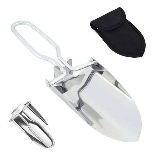 Folding Camping Shovel - Steel Outdoor Survival Shovel - Trowel Backpacking | Mini Folding Shovel Steel Folding Shovel Stainless Steel Hiking Trowel Entrenching Tool Handle with Carrying Pouch