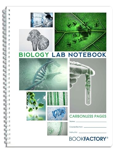 BookFactory Carbonless Biology Lab Notebook, 50 Sets of Duplicator Pages | Scientific Grid Pages, Durable Translucent Cover, Wire-O Binding, 8.5'' X 11'' - Made in USA