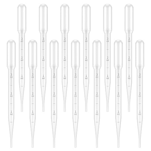 G2PLUS 200PCS 3ml Disposable Plastic Transfer Pipettes, Calibrated Pipettes Dropper for Liquid, Science Laboratory, Essential Oils, Experiment, Make up Tool